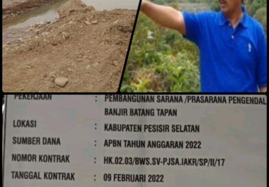 MT-AB,Sorot Proyek Balai Sungai Sumatra V (BWSS-V) Pengendalian Banjir Batang Tapan Kotrak 09 Pebruari Dikerjak April Dan Tidak Transparan